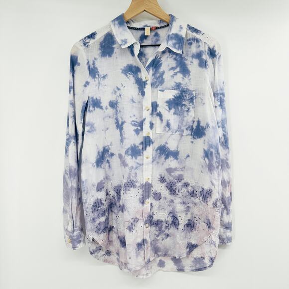 Anthropologie Pilcro The Cate Tie Dye Ombre Button Down Shirt Size XS - Picture 3 of 12